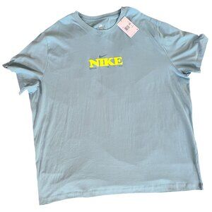 Nike Mens 4XL T-Shirt Blue "Nurture The Sole" Yellow Logo 100% Cotton Comfy